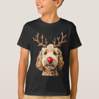 Cute Funny Reindeer Santa Goldendoodle Christmas T