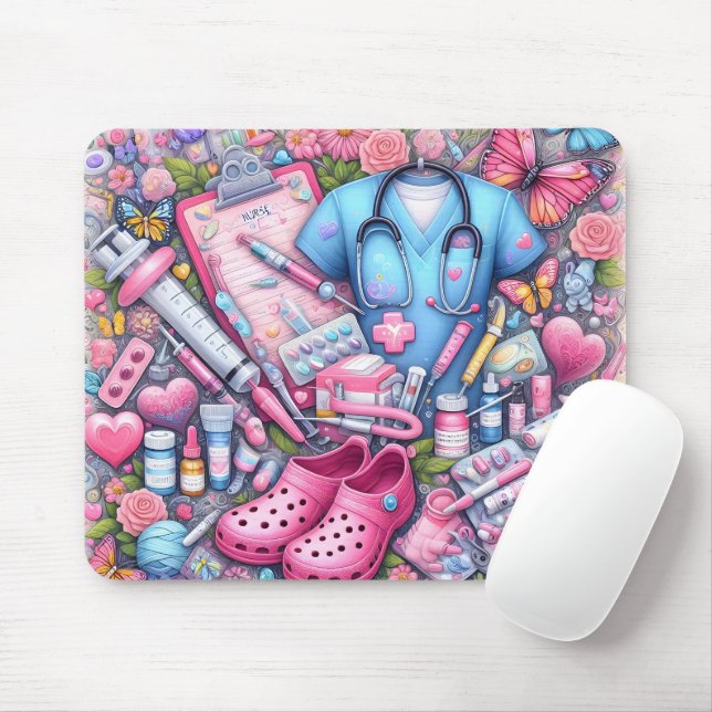 Cute/Funny RN Nurse Mouse Pad (With Mouse)