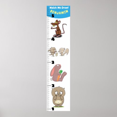 Cute funny rodents animals cartoon growth chart