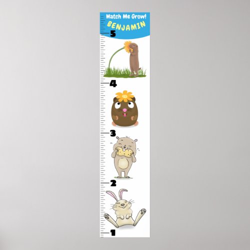 Cute funny rodents animals cartoon growth chart