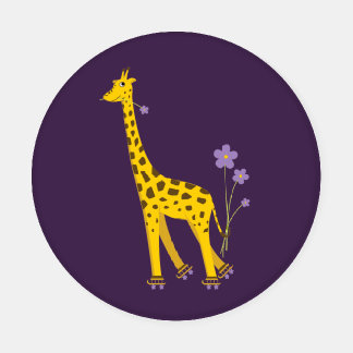 Cute Funny Roller Skating Cartoon Giraffe Coaster Set