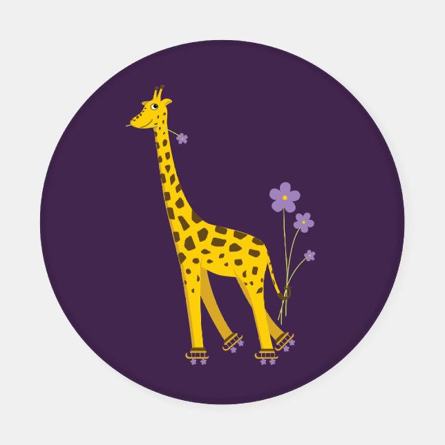 Cute Funny Roller Skating Cartoon Giraffe Coaster Set (Single)