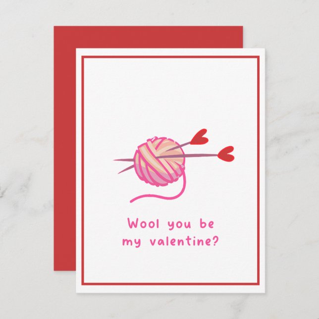 Cute Funny Romantic Wool you be My Valentine  Holiday Card (Front/Back)