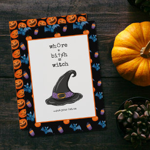 Cute Funny Rude Halloween Witch Flat Greeting Card