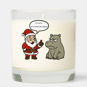 cute, funny Santa and Hippo Christmas Scented Candle