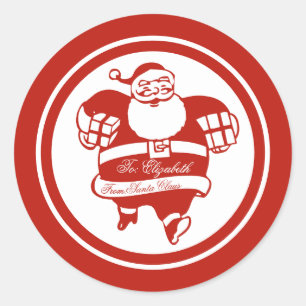Cute Funny Santa Claus Christmas Gift Tag Sticker