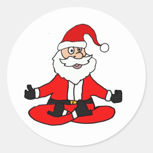 Cute Funny Santa Claus doing Yoga Christmas Classic Round Sticker