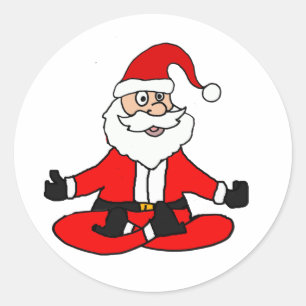 Cute Funny Santa Claus doing Yoga Christmas Classic Round Sticker