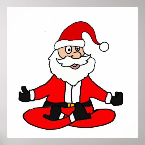 Cute Funny Santa Claus doing Yoga Christmas Poster