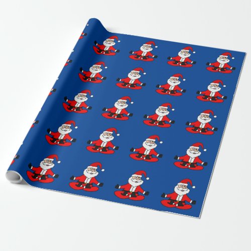 Cute Funny Santa Claus doing Yoga Christmas Wrapping Paper