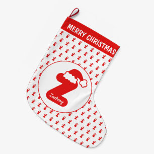 Cute Funny Santa Claus Hat Pattern Monogrammed Z Large Christmas Stocking