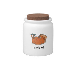 Cute funny scared pumpkin pie - funny Thanksgiving Candy Jar
