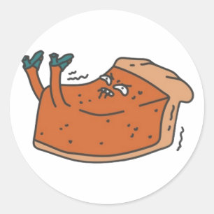 Cute funny scared pumpkin pie - funny Thanksgiving Classic Round Sticker