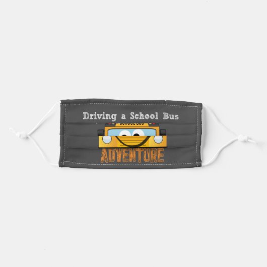 Cute, Funny School Bus Adventure Quote Adult Cloth Face Mask (Front, Folded)