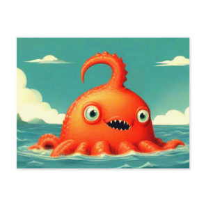 Cute Funny Sea Monster Postcard