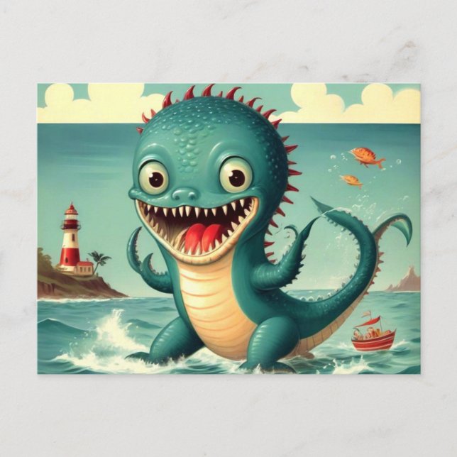 Cute Funny Sea Monster Postcard (Front)