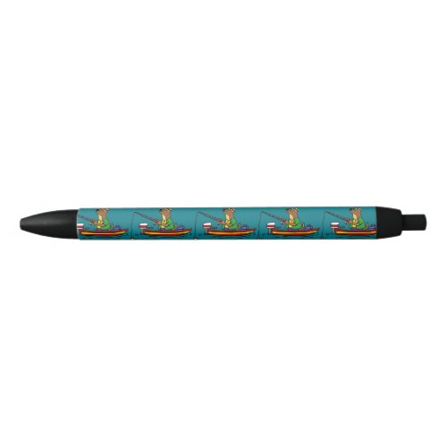 Cute Funny Sea Otter Fishing Art Black Ink Pen