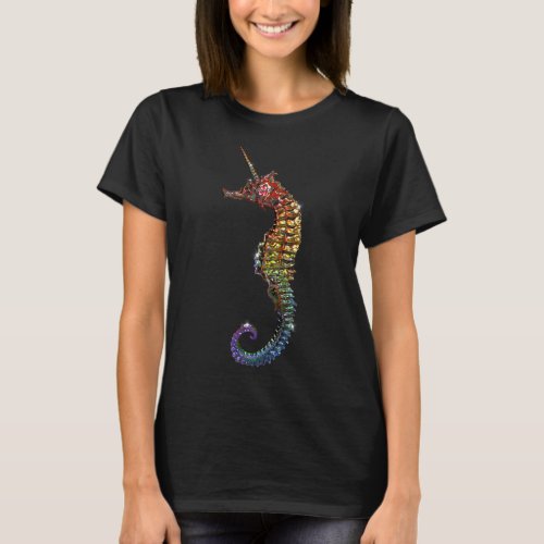 Cute Funny Seahorse Unicorn Mermaid Rainbow Ocean  T_Shirt