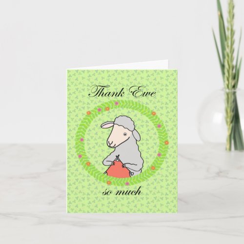 Cute Funny Sheep knitting Thank Ewe Thank you Card