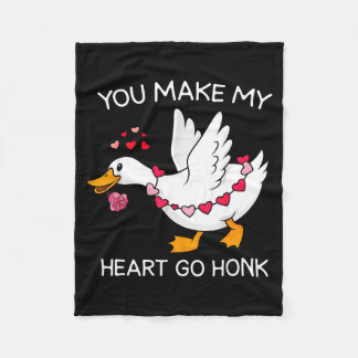 Cute Funny Silly Goose You Make My Heart Go Honk V Fleece Blanket