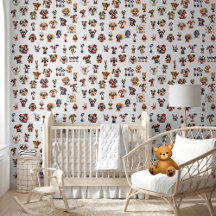 Cute Funny Silly Watercolor Dogs Puppies Pattern