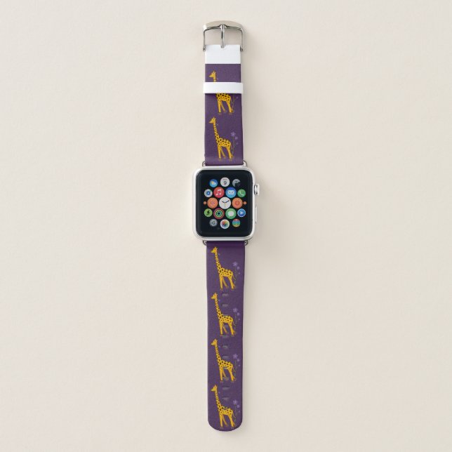 Cute Funny Skating Cartoon Giraffe Apple Watch Band (Front)