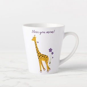 Cute Funny Skating Cartoon Giraffe Love Mom Latte Mug