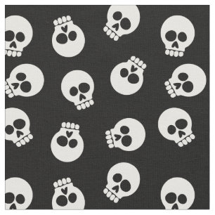 Cute Funny Skeleton Faces Fabric