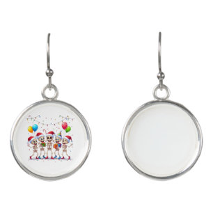 Cute Funny Skeletons Christmas & New Year Celebrat Earrings