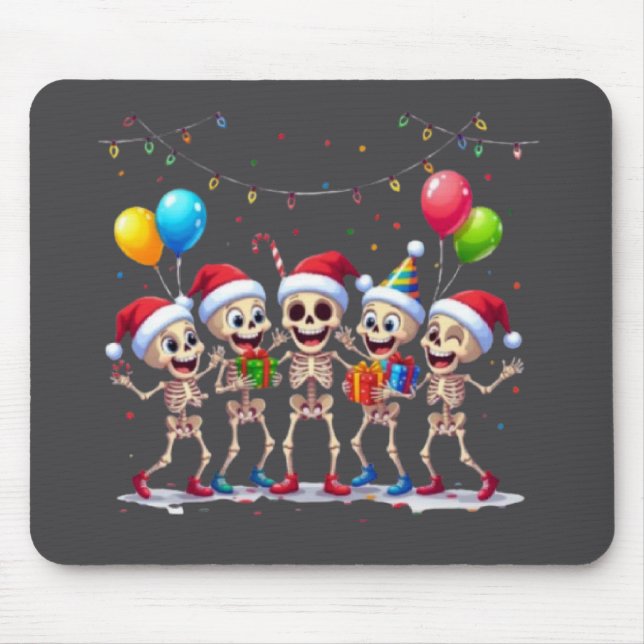 Cute Funny Skeletons Christmas & New Year Celebrat Mouse Pad (Front)