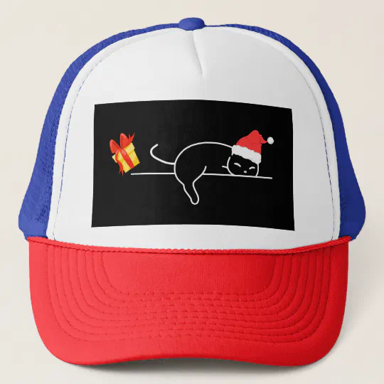 Cute Funny sleeping cat christmas kitten cat lover Trucker Hat | Zazzle.com