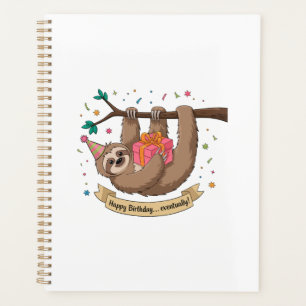 Cute Funny Sloth Happy Birthday Planner