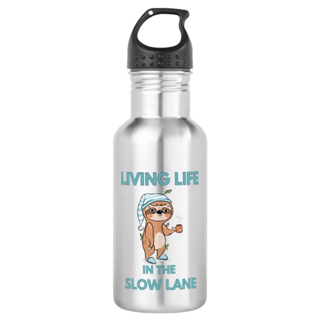 cute funny sloth stainless steel water bottle (Front)