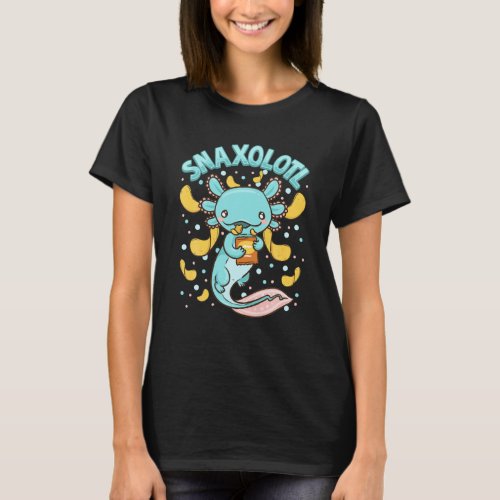 Cute  Funny Snaxolotl Adorable Snacking Axolotl T_Shirt
