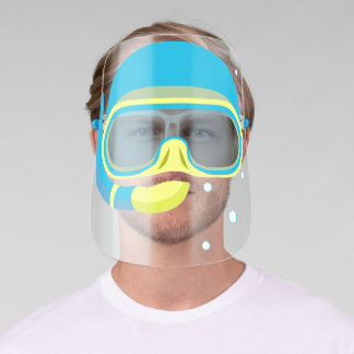 Cute Funny Snorkeling And Scuba Diver Enthusiasts Face Shield