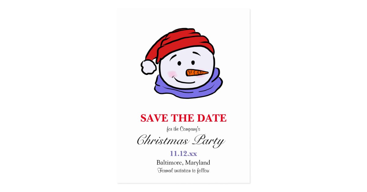 Cute Funny Snowman Drawing Christmas Party Postcard Zazzle Com