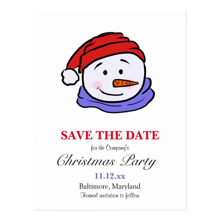 Cute Funny Snowman Drawing Christmas Party Postcard Zazzle Com