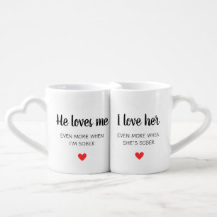 Cute Funny Sobriety Love Couple Coffee Mug Set