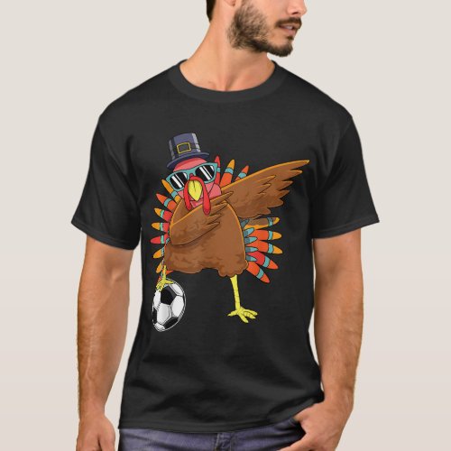 Cute Funny Soccer Thanksgiving Dabbing Turkey Dab  T_Shirt