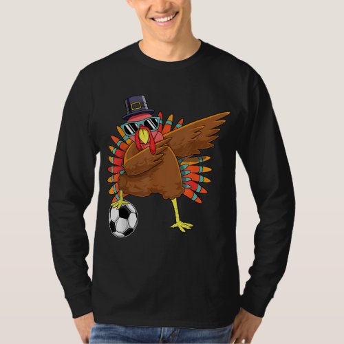 Cute Funny Soccer Thanksgiving Dabbing Turkey Dab  T_Shirt