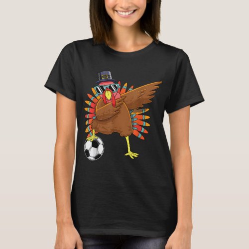 Cute Funny Soccer Thanksgiving Dabbing Turkey Dab  T_Shirt