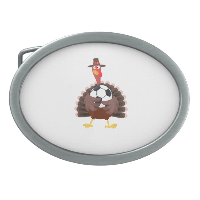 Cute Funny Soccer Thanksgiving Turkey Boys  Belt Buckle (Front)
