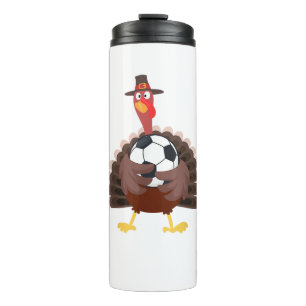 Cute Funny Soccer Thanksgiving Turkey Boys  Thermal Tumbler