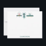 Cute Funny Space Alien Personalized Stationery Note Card<br><div class="desc">Cute Funny Space Alien in Teal Blue Personalized Note Card</div>