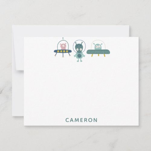 Cute Funny Space Alien Personalized Stationery Note Card