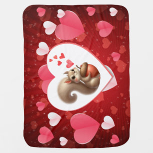 Cute funny squirrel Valentine's Day Baby Blanket