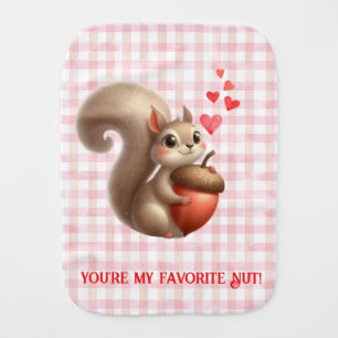 Cute funny squirrel Valentine's Day Baby Burp Cloth