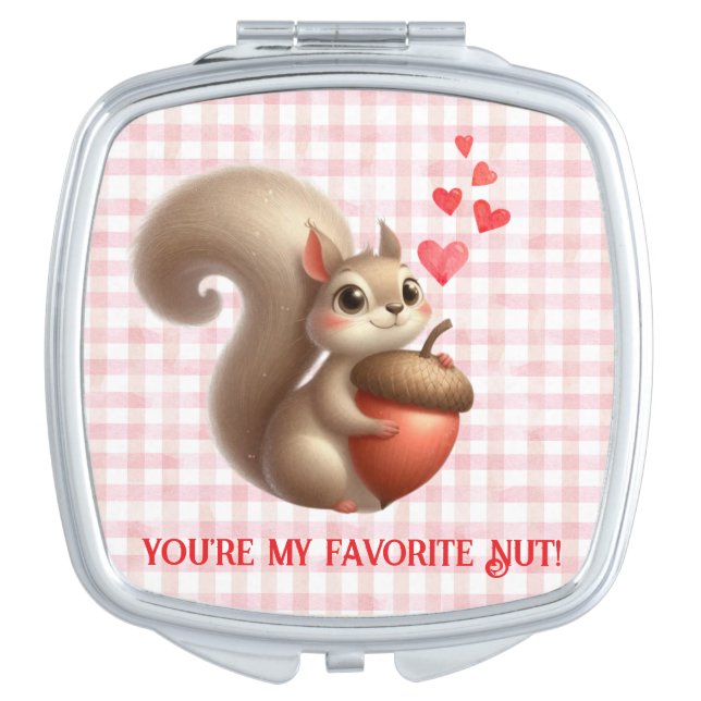 Cute funny squirrel Valentine's Day Compact Mirror (Front)