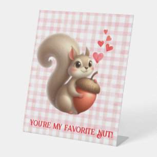 Cute funny squirrel Valentine's Day Pedestal Sign