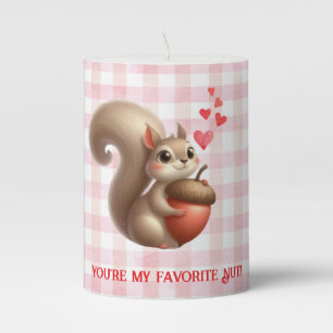 Cute funny squirrel Valentine's Day Pillar Candle